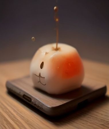 iPhone 14 Pro 手机屏幕展示魅影直播苹果版App界面，酒红色主题设计，直播频道封面整齐排列，画面精致清晰，苹果风格桌面背景